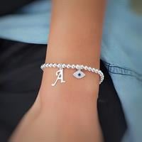 צמיד כדורים עין ואותיות