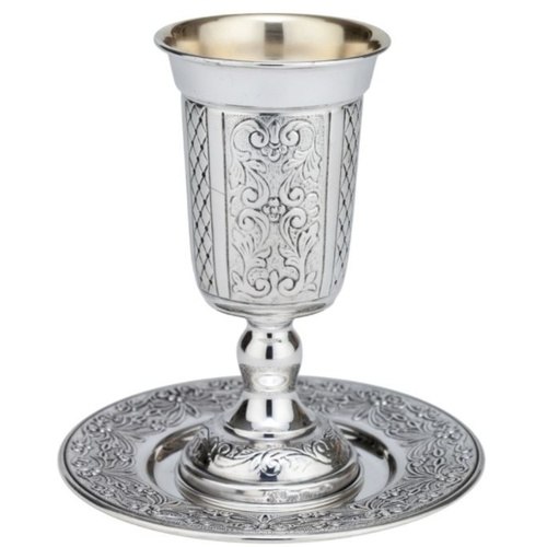 סט גביע קידוש + תחתית דגם זבדי ריקוע ישר | מורשת