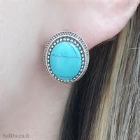 עגילים מכסף משובצים אבני טורקיז A8750 | תכשיטי כסף | עגילי כסף