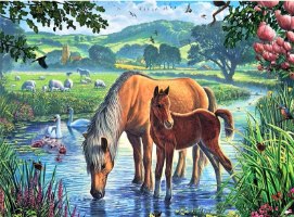 קריסטל ארט - זוג סוסים 30X40 סמ'