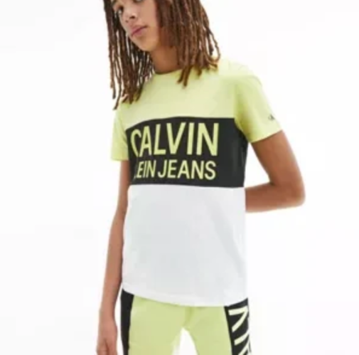 טישירט לבן/שחור/בננה CALVIN KLIEN - מידות 4-16