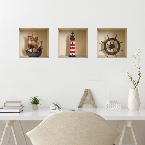 שלישיית מדבקות קיר פיראטים דגם 022