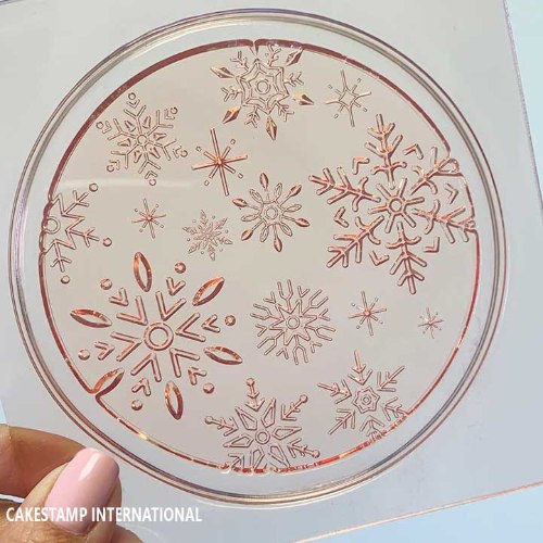 תבנית  פתיתי שלג במסגרת עגולה| קישוט טופר לעוגה| בסיס טקסטורה| חדש מאתי דבש