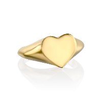 טבעת לב חותם זרת זהב 14 קראט