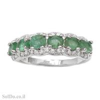 טבעת מכסף משובצת אבני אמרלד וזרקונים RG8714 | תכשיטי כסף 925 | טבעות כסף