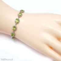 צמיד מכסף משובץ אבני פרידוט ואבני זרקון Z3188 | תכשיטי כסף 925