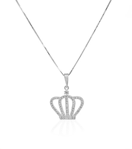 שרשרת כתר לאשה │ שרשרת עם תליון כתר בזהב 14 קראט משובץ זרקונים