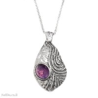 תליון מכסף מעוצב משובץ אבן אמטיסט T6227 | תכשיטי כסף