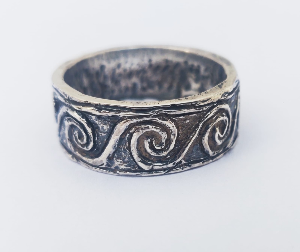 Sterling Silver Ring with Wave Pattern 3