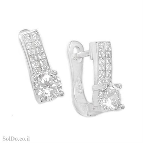 עגילים מכסף משובצים אבני זרקון A8813 | תכשיטי כסף 925