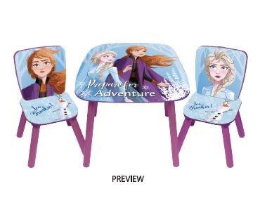 שולחן + 2 כסאות עץ פרוזן