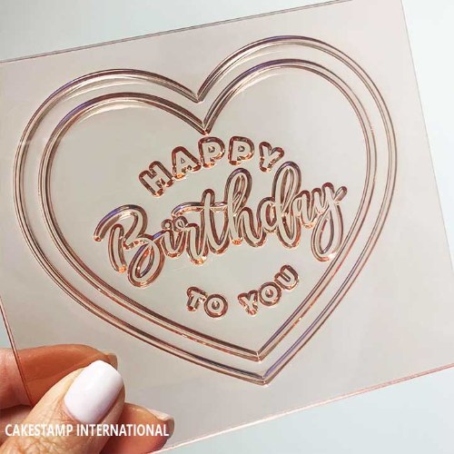 של תבנית טופר HAPPY B DAY מסגרת לב גדולה 10 ס"מ|טופר לעוגת יום הולדת |  חדש מאתי דבש