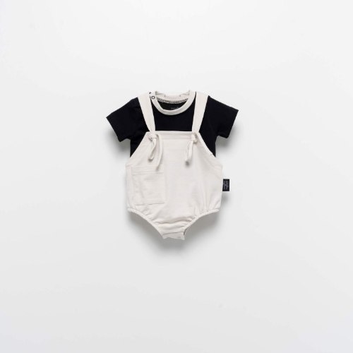 סט בגד גוף שרוכים MOINOI אפור 3M-1Y