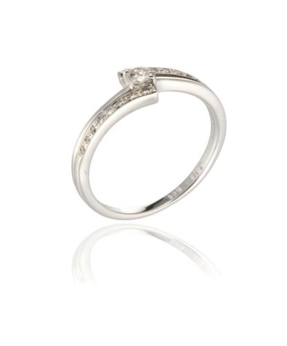 טבעת אירוסין מניפה 0.26 קראט יהלומים בזהב 14 קרט