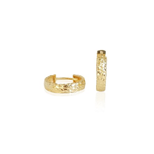 עגילי חישוק קטנים זהב 14 קאראט 1.5 סמ עובי 3.3 ממ