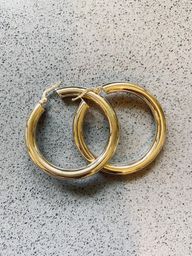 עגילי חישוק עבה XXL זהב 14K