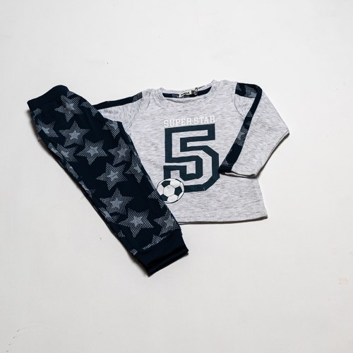 פיג'מת בנים אינטרלוק כדורגל 5 מלאנג' עם שחור