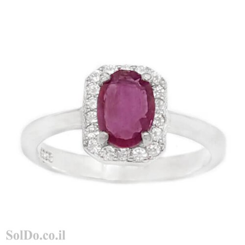 טבעת מכסף משובצת אבן רובי אדומה ואבני זרקון RG6247 | תכשיטי כסף 925 | טבעות כסף
