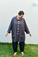 קרדיגן מדגם אלי מבד פיקה בצבע פלדה