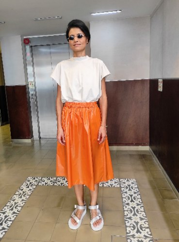 חצאית מניילון יפני - כתום