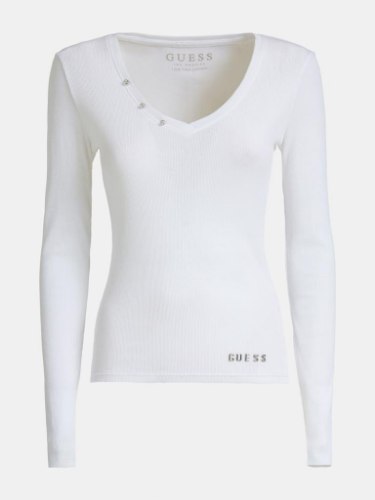 טישירט ריב GUESS לבן
