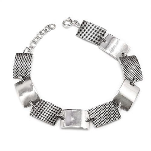 צמיד כסף מעוצב חוליות בצורת מלבן Z2997 | תכשיטי כסף 925 | צמידי כסף