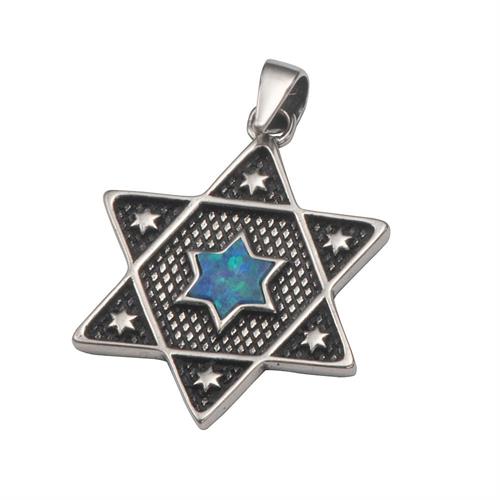 תליון מגן דוד ואבן כחול