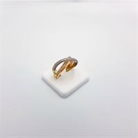טבעת זהב משובצת זרקונים