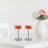 פמוטים גבוהים דגם עלי כותרת - כתום