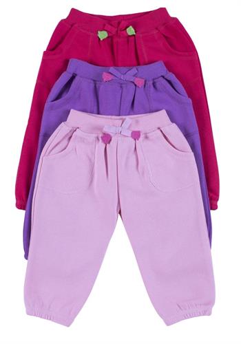 שלישיית מכנסי פוטר ורוד פוקסיה-סגול-ורוד בייבי