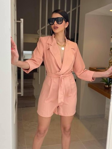 אוברול קשירה ורוד NATALY SHEVULLY