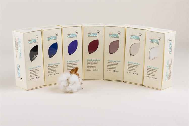 6 מגני תחתון לחוטיני רב פעמי מכותנה אורגנית (אריזה - 6 יחידות)