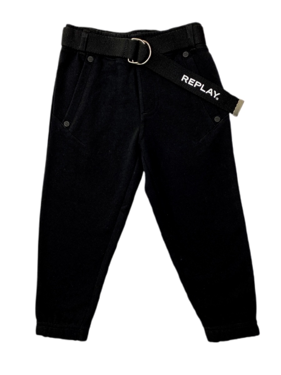 Replay מכנס פוטר שחור עם חגורה מידות 2-16 שנים