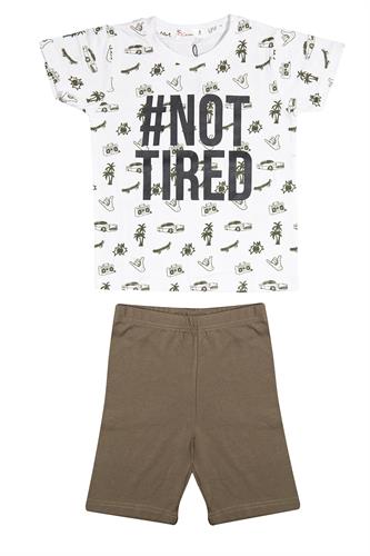 פיג׳מת NOT TIRED ירוק זית