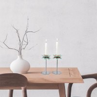 פמוטים גבוהים דגם עלי כותרת - טורקיז