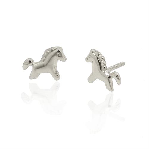 עגילי זהב לבן לילדות סוס קטן חמוד