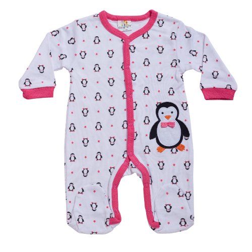 אוברול טריקו ארוך פנגווין לבן