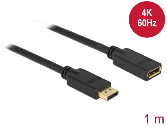 כבל מאריך DisplayPort זכר לחיבור DisplayPort נקבה באורך 10 מטר Delock DisplayPort 1.2 extension