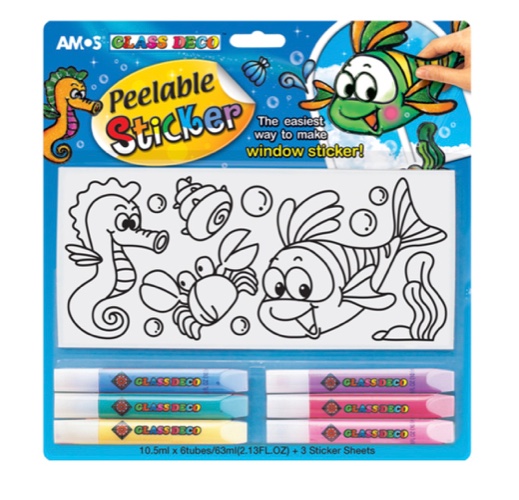 סט יצירה מדבקות לחלון גדול-יצורי ים