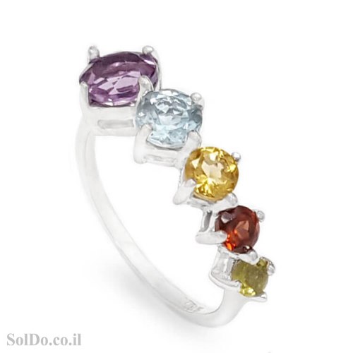 טבעת מכסף משובצת אבני חן RG6289 | תכשיטי כסף 925 | טבעות כסף