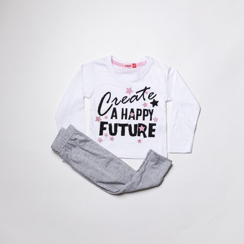 חליפת בנות לייקרה כוכבים לבנה