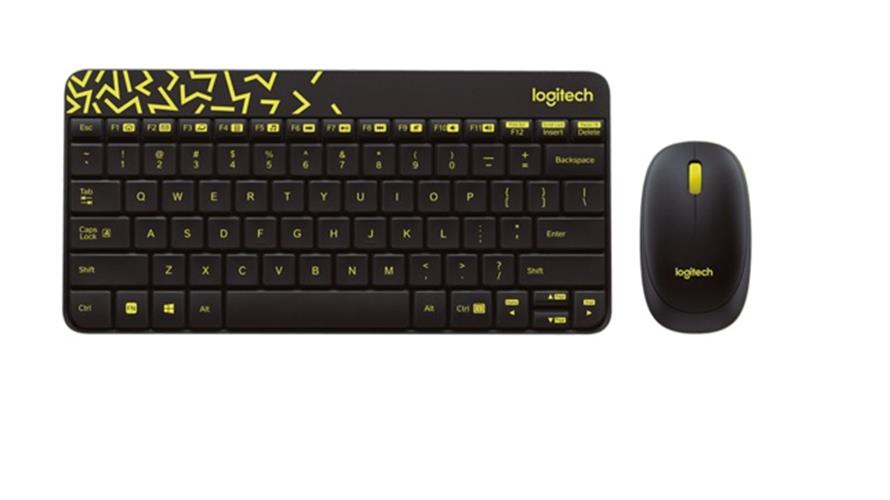 סט מקלדת ועכבר אלחוטיים Logitech MK240 Nano צבע שחור/צהוב