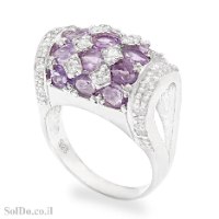 טבעת מכסף משובצת אבני אמטיסט ואבני זרקון  RG6251 | תכשיטי כסף 925 | טבעות כסף