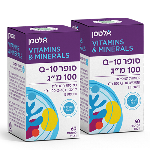 סופר Q10 , אריזה זוגית, מכיל 60+60 כמוסות, 100 מג, אלטמן