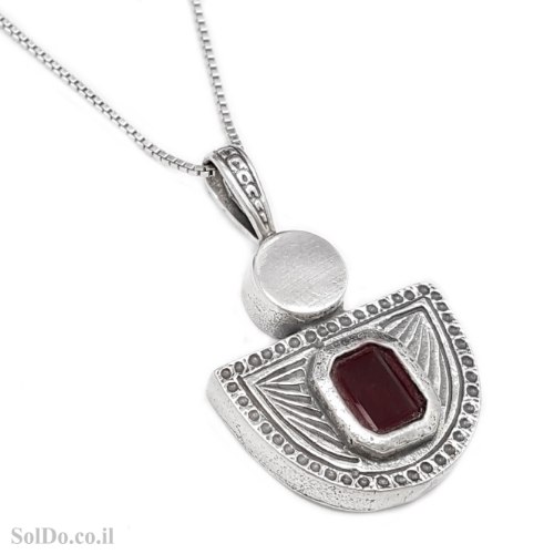 תליון מכסף משובץ אבני גרנט T6126 | תכשיטי כסף