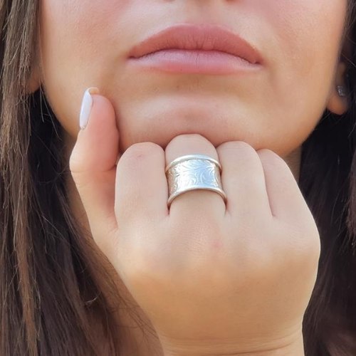 טבעת כסף טהור דגם ענפים R-39