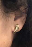 עגילי זהב כנפיים עם יהלומים שחורים 0.25 קראט