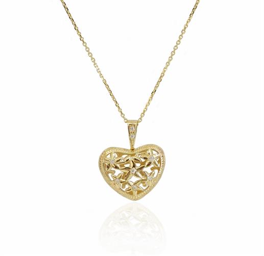 תליון לב וינטאג' עם יהלומים