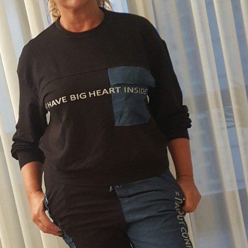 חולצת נשים כיס ג'ינס הדפסה