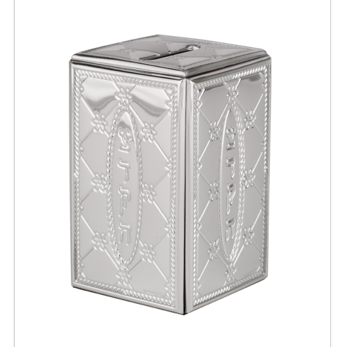 קופת צדקה כסף ועץ דגם מלך שחמט